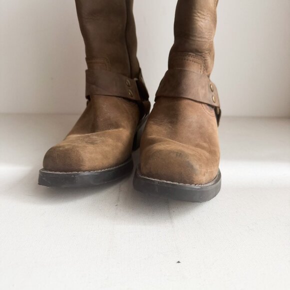 Vintage Natural  Reflections Nubuck Suede Brown Western Mid Calf Boots 7.5 - Picture 4 of 10